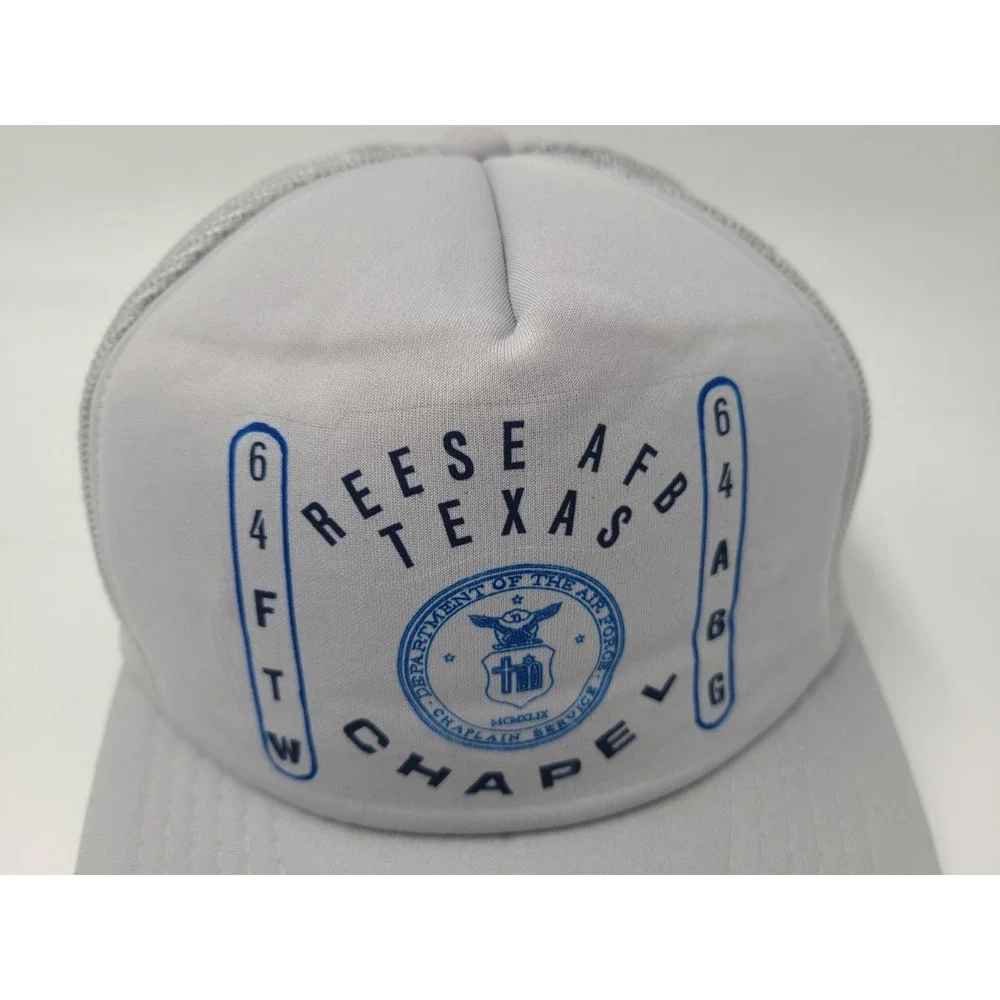 Vintage Reese Air Force Base Texas Chapel Mesh Snapback (Fits Small) Hat Cap AFB